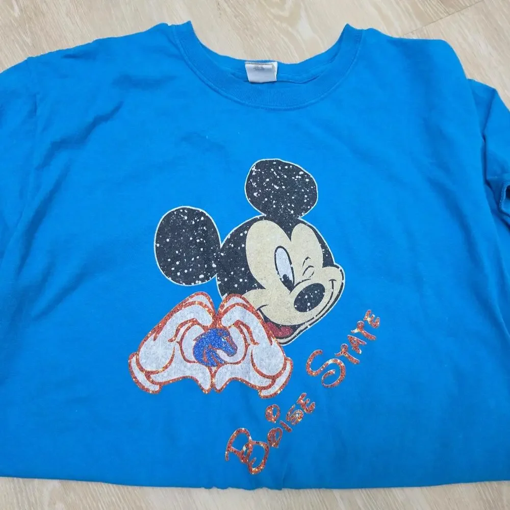 Disney Mickey Mouse Boise State Broncos Mash-up Shirt Size Large
